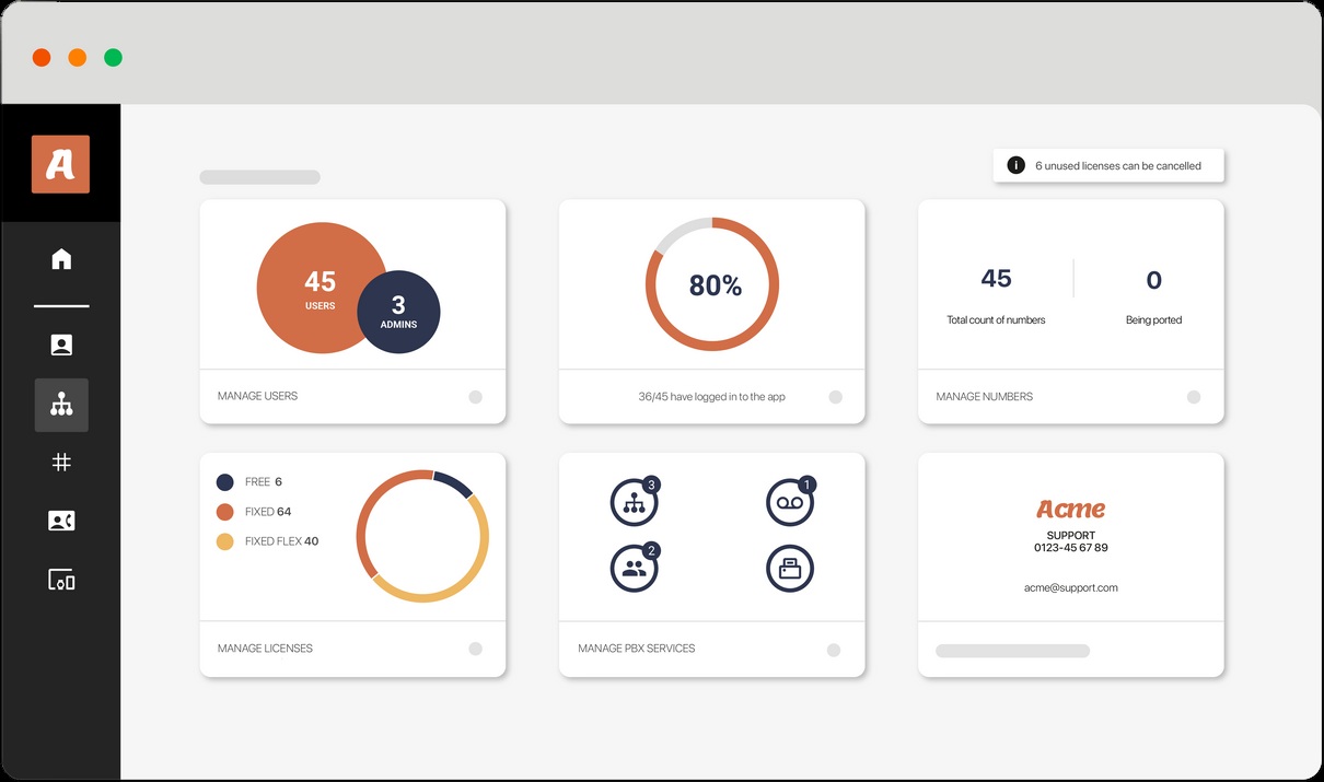 Flow product screenshot — service administration dashboard